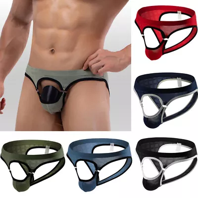 Men Sexy Briefs Underwear Open Front Hole Sissy Panties Jockstrap Lingerie • $1.89