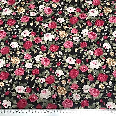 £5.99 • Buy 100% Superior Cotton Poplin Fabric . Old English . Vintage Rose Floral Designs