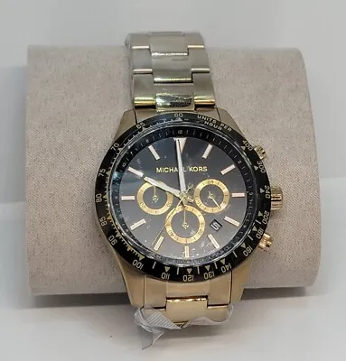 AUTHENTIC MICHAEL KORS LAYTON GOLD BLACK CHRONOGRAPH MEN'S MK8783 WATCH New • $129