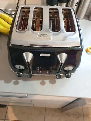 $49.99 • Buy DeLonghi CTO4003.BK  Icona 4 Slice Toaster -Black In Working Condition