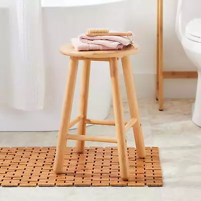 Round 18in. High Backless Bamboo Bathroom Vanity Stool For Indoor Use • $34.78