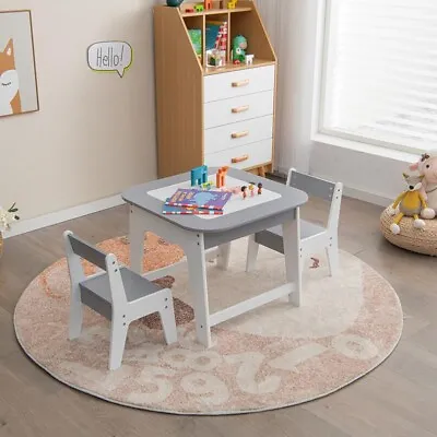 3 Pcs Kids Table And Chair Set Toddler Activity Writing Double-sized Tabletop • £59.95