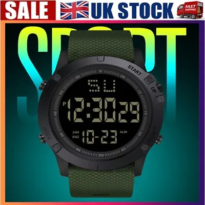 Digital Sports Watch Waterproof Military Tactical Led Backlight Wristwatch Men • £9.21