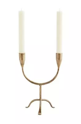 Double Brass Metal Candelabra 2 Dinner Candle Stick Holder Rustic Centrepiece • £36