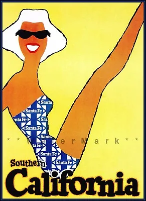 Southern California 1959 Santa Fe Railroad Vintage Poster Print Travel Tourism  • $19.40