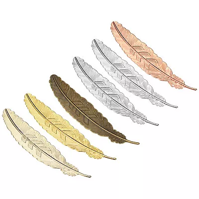 6pcs Metal Feather Bookmarks Book Marks Page Markers For Book Lovers 6 Colors • £6.26