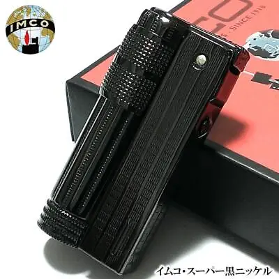 Imco Flint Oil Lighter Super Black Nickel Plain Pattern Brass Japan • £57.01