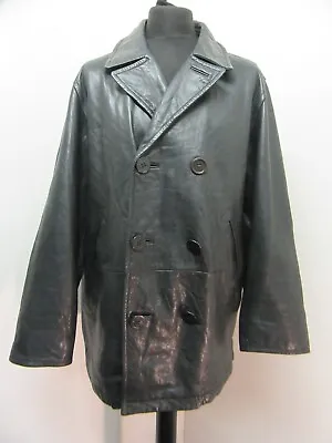 Vintage Nautica Leather Pea Coat Jacket Size 42 • $85.09