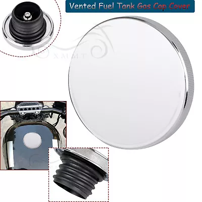 $18.98 • Buy Motorcycle Chrome Vented Tank Gas Cap Cover For Harley Dyna Low Rider Fat Bob