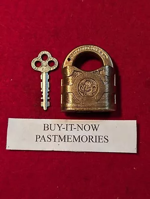  YALE CLOVER  #833 BRASS PADLOCK W/ KEY OLD VINTAGE LOCKS ANTIQUE LOCK • $29.99