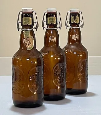 $15 • Buy GROLSCH Beer Bottles (3) BROWN Glass Porcelain Swing Top Bottle Cap Cool Find!