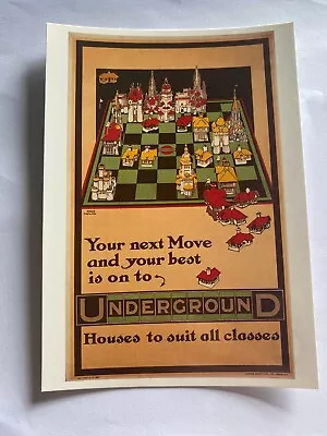 Fred Taylor London Underground Poster Postcard Your Next Move 1914 Chess Game • £4.95
