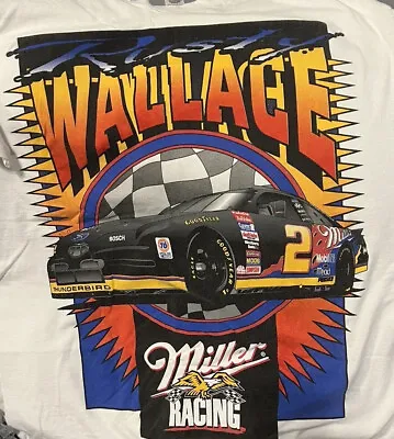 Vintage Rusty Wallace 90’ Mens 3XL Miller Nascar Racing Big Graphic AOP T Shirt • $72.90