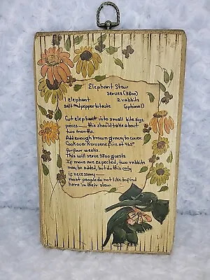 Vintage Kitchen Wood Elephant Stew Recipe Wall Plaque Hand Made • $10.67
