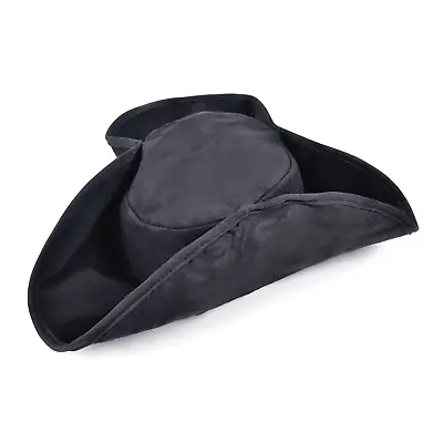 Black Distressed Pirate Hat Fancy Dress Tricorn Accessory Jack Sparrow • £5.99