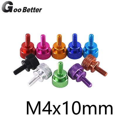 M4x10mm Knurled Thumb Screw Bolts Computer PC Case DIY Anodized Aluminum Alloy • £2.88