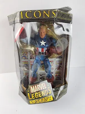 2006 Toy Biz Marvel Legends Icons - Captain America 12  Action Figure + Book NEW • $29.71