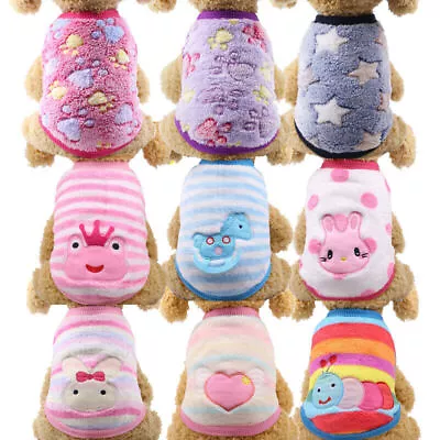 £3.58 • Buy XXS-XL Winter Dog Clothes Warm Soft Fleece Dog Vest Cute Cartoon Puppy&Cat Coat