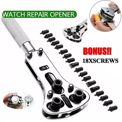 Watch Repair Back Case Opener Wrench Screw Cover Remover Watchmaker Tool Kit • $13.99