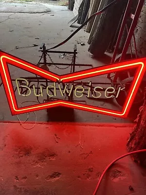 Vintage Early BUDWEISER Bow Tie Light Beer Neon Sign Advert | TESTED & WORKING! • $449.99