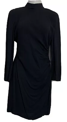 Kathryn Conover Vintage Cocktail Dress Black Knee Length Long Sleeve High Neck 8 • $25