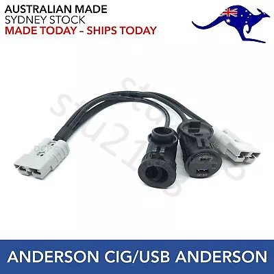 50A Anderson Plug To Cigarette Socket USB-C PD Charger Voltmeter Double Adapter • $48.95