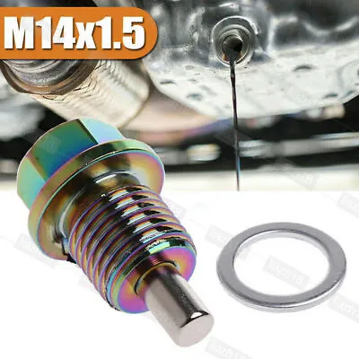 Car M14*1.5 Magnetic Oil Drain Plug Bolt Sump Nut Aluminum Alloy Tool Auto Parts • $2.99
