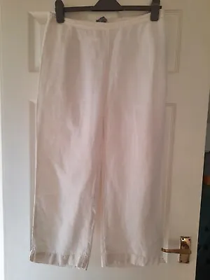 SAHARA White LINEN TROUSERS SIZE MEDIUM • £29.99