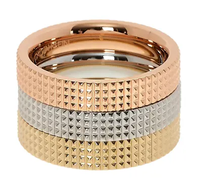 Calvin Klein Ring Set Stacking Rose Gold Silver Stainless Steel Rrp £75 W7 N • £22