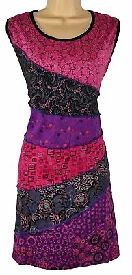 New Fair Trade Printed Striped Cotton Dress 14 16 18 20 22 Hippy Hippie Ethnic • £29.69