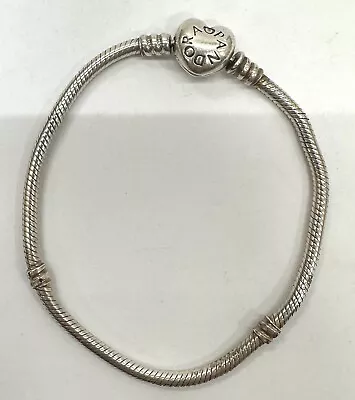  Silver 925 Pandora Snake Charm Bracelet With Heart Clasp • $45