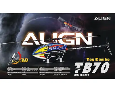 Align T-Rex TB70 Electric Top Combo Helicopter Kit (Blue) [AGNRH70E52X] • $1659.99