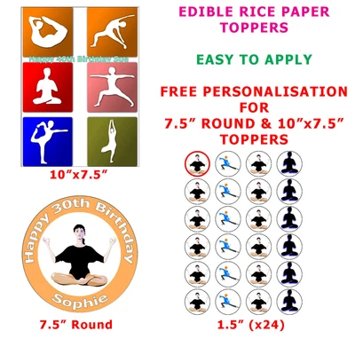 £2.65 • Buy Personalised Yoga Spiritual Practice Birthday Cake/Cupcake Topper On Rice Paper 