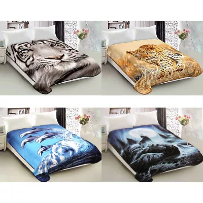 800GSM Luxury Reversible Animal Pattern Mink Blanket Queen 200 X 240 Cm • $71.21