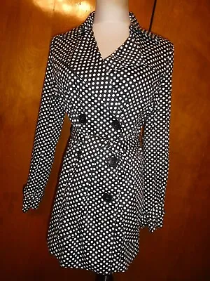 Vertigo Paris Black & White Polka Dot Jacket Trench Coat Button Up Medium • $38