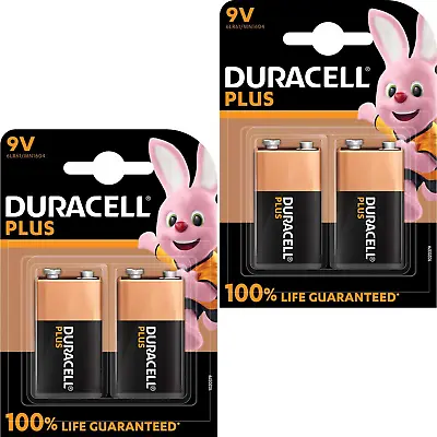 4 X DURACELL® PLUS® 9V PP3 Alkaline Batteries Smoke Alarm LR22 Long Expiry • £10.84