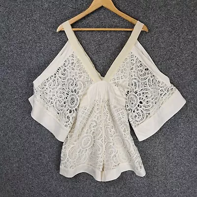 Alice McCall Keep Me Womens Playsuit Size 8 Ivory White Lace Sheer • $59.95