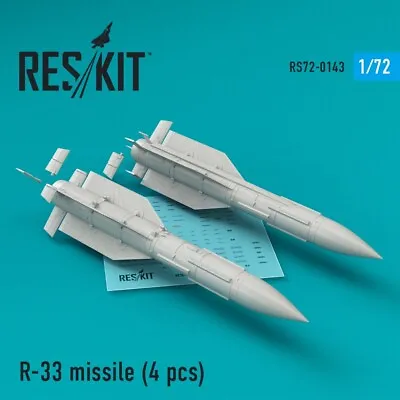 1/72 Reskit RS72-0143 R-33 Missiles For MiG-31 (4 Pcs) • $15