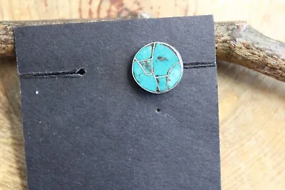 Turquoise Inlay Sterling Silver Tie Tack Tie Pin Zuni • $64.99