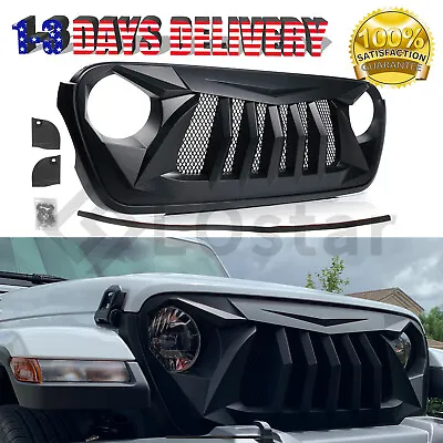 Matte Black Front Bumper Shark Grille For 2018-2023 Jeep Wrangler JL JT  • $72.15