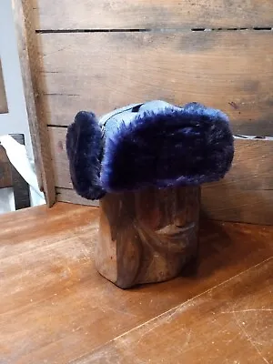 USPS Style  Ear Flap Hat Mail Carrier Post Office Winter  Blue Fur Cap Small USA • $20