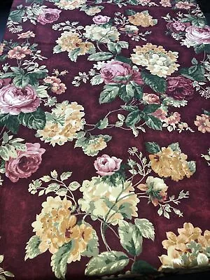 CABBAGE ROSE Dark Floral Woven FABRIC Tablecloth 52  X 60  • $14.99