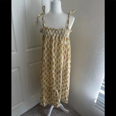 NWT Lali Mummy Smoked Bust Long Cotton Floral Dress L • $32.99