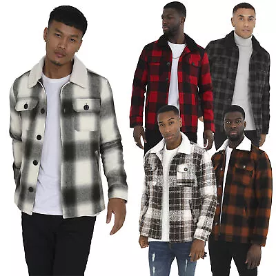 Mens Buttoned Lumberjack Heavy Bomber Jacket Brushed Blanket Coat By Brave Soul • £43.99