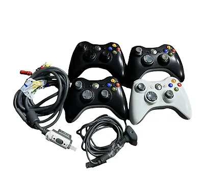 XBOX 360 Controller W/ Charging Cable & Av Cord Accessory Microsoft Authentic • $90.99