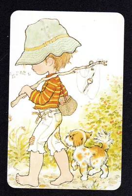 $3.50 • Buy SARAH KAY Swap Card - Young Boy Going Fishing With Puppy (BLANK BACK)