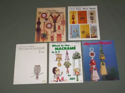 5 Vintage Macrame Home Decor Plant Hanger Books & Projects Round Square Rings • $10.95
