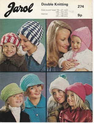 £3.45 • Buy JAROL Vintage Knitting & Crochet Pattern Hats & Ear Muffs Adult/Child DK 274