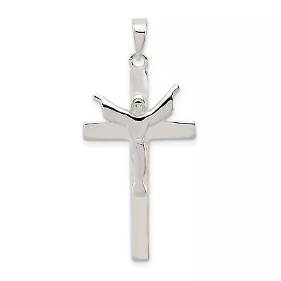 Sterling Silver Crucifix Charm Religious Jewelry 37mm X 17mm • $21.38