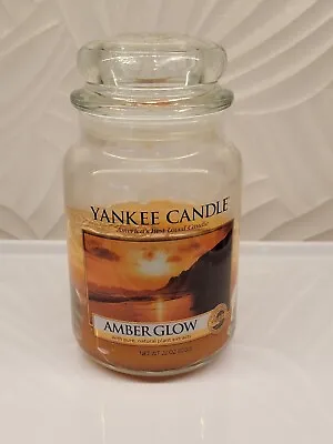 Yankee Candle “AMBER GLOW” 22oz Large Housewarmer Jar RETIRED Used 1/3 Remaining • £13.48